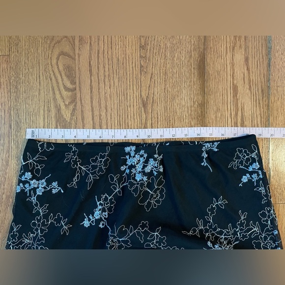 Vintage Floral Mesh Overlay Black Midi Slip Skirt 1X Whimsigoth Dark Cottagecore - Picture 4 of 8